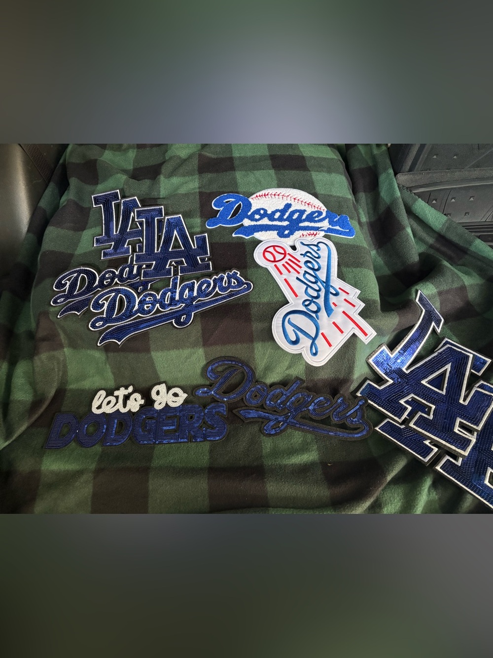 Set of 8 sequin embroidered Dodgers logos